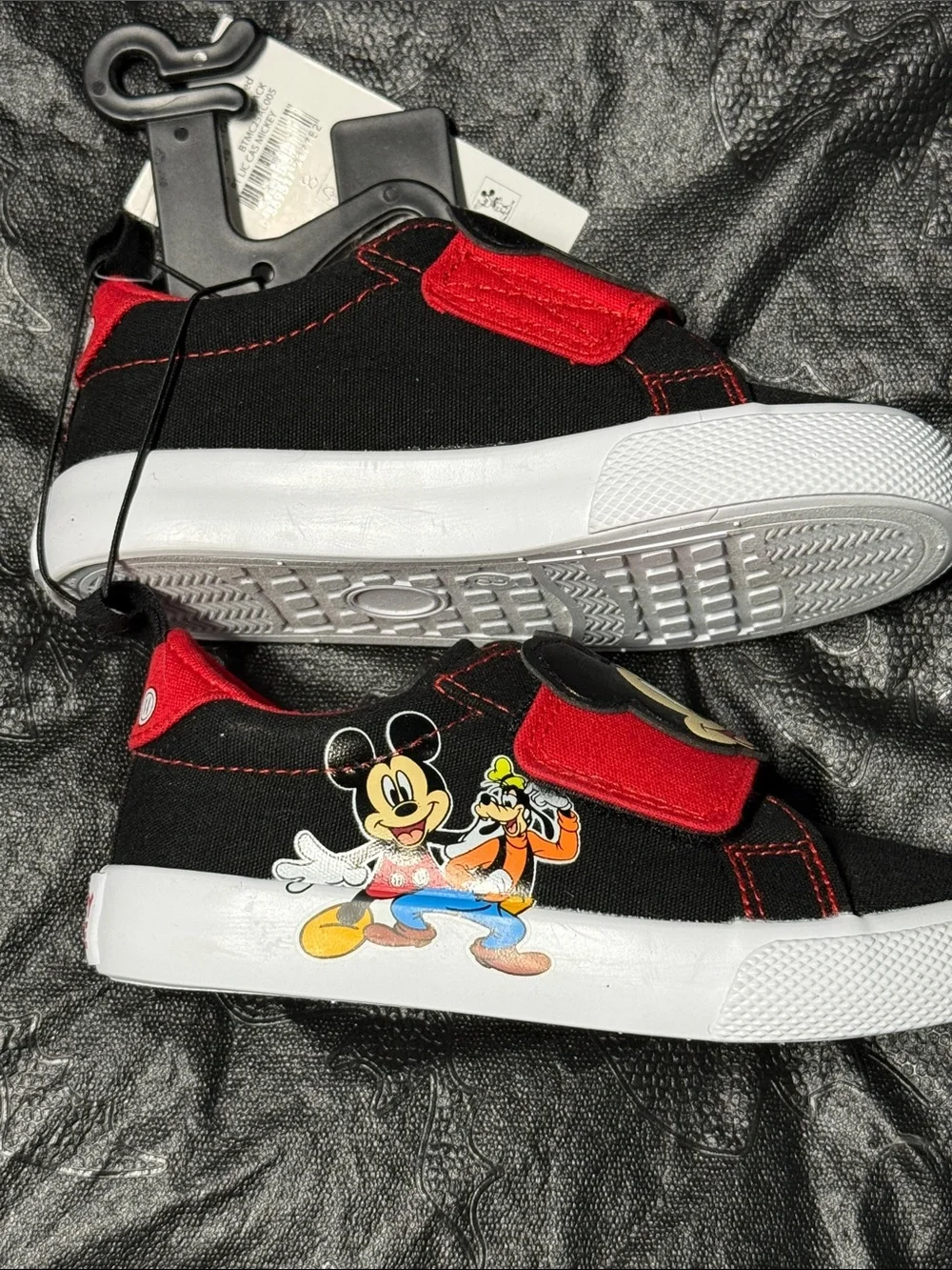Disney Kids' Mickey Mouse Black and Red Velcro Sneakers